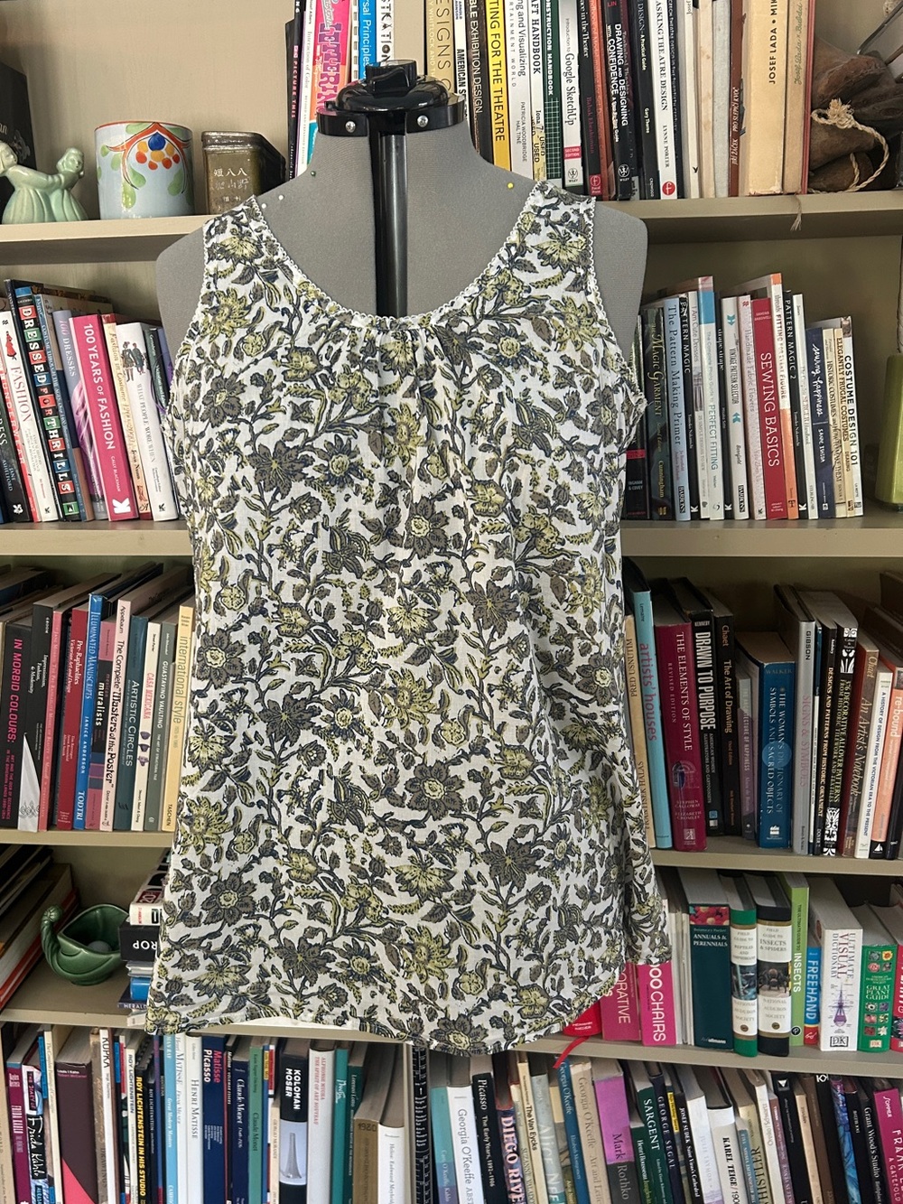 J. Jill Green and White Floral Tank Top